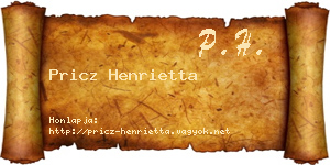 Pricz Henrietta névjegykártya